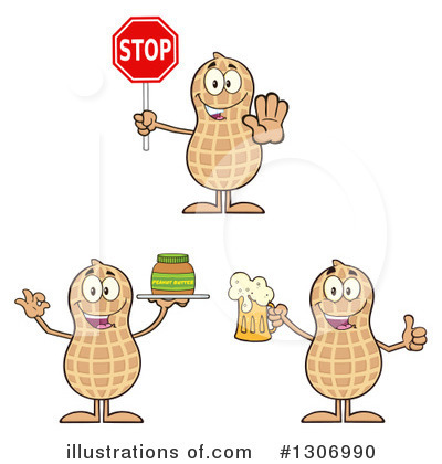 Royalty-Free (RF) Peanut Character Clipart Illustration by Hit Toon - Stock Sample #1306990