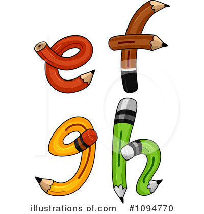 Royalty-Free (RF) Pencil Letters Clipart Illustration by BNP Design Studio - Stock Sample #1094770