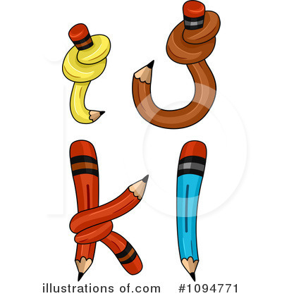 Royalty-Free (RF) Pencil Letters Clipart Illustration by BNP Design Studio - Stock Sample #1094771