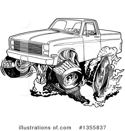 Pickup Truck Clipart #1355837 by LaffToon