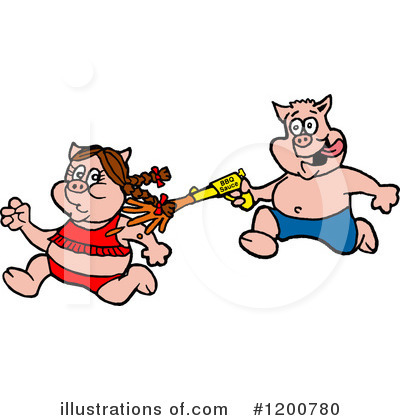 Royalty-Free (RF) Pig Clipart Illustration by LaffToon - Stock Sample #1200780