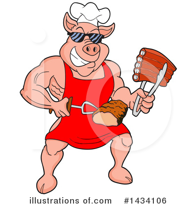 Royalty-Free (RF) Pig Clipart Illustration by LaffToon - Stock Sample #1434106