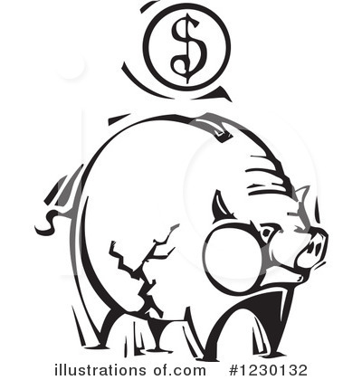 Royalty-Free (RF) Piggy Bank Clipart Illustration by xunantunich - Stock Sample #1230132