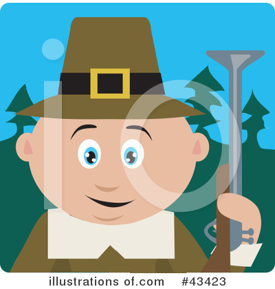 Royalty-Free (RF) Pilgrim Clipart Illustration by Dennis Holmes Designs - Stock Sample #43423