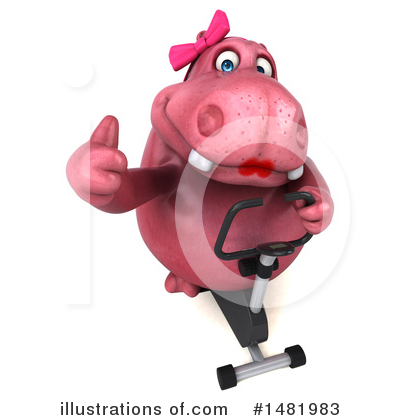 Royalty-Free (RF) Pink Hippo Clipart Illustration by Julos - Stock Sample #1481983