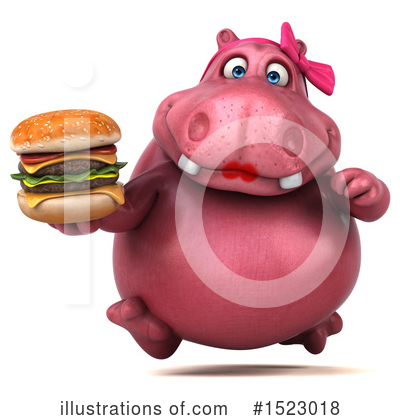Royalty-Free (RF) Pink Hippo Clipart Illustration by Julos - Stock Sample #1523018