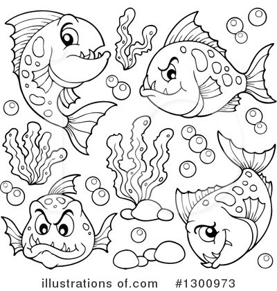 Royalty-Free (RF) Piranha Clipart Illustration by visekart - Stock Sample #1300973