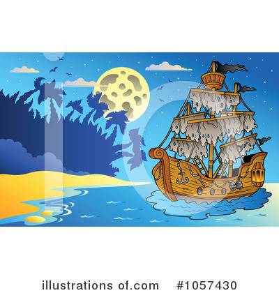 Royalty-Free (RF) Pirate Ship Clipart Illustration by visekart - Stock Sample #1057430