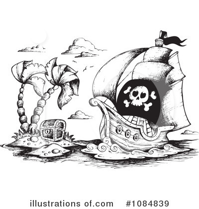 Royalty-Free (RF) Pirate Ship Clipart Illustration by visekart - Stock Sample #1084839