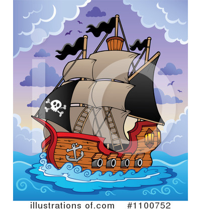 Royalty-Free (RF) Pirate Ship Clipart Illustration by visekart - Stock Sample #1100752