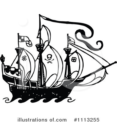 Royalty-Free (RF) Pirate Ship Clipart Illustration by Prawny Vintage - Stock Sample #1113255