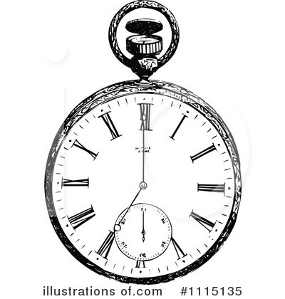 Royalty-Free (RF) Pocket Watch Clipart Illustration by Prawny Vintage - Stock Sample #1115135