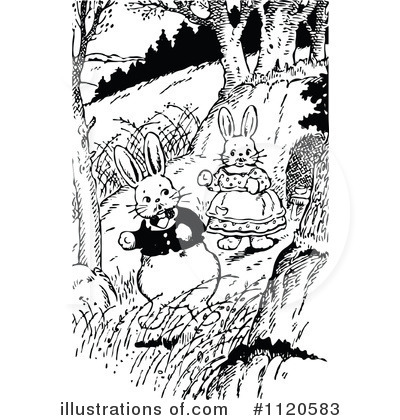Royalty-Free (RF) Rabbit Clipart Illustration by Prawny Vintage - Stock Sample #1120583