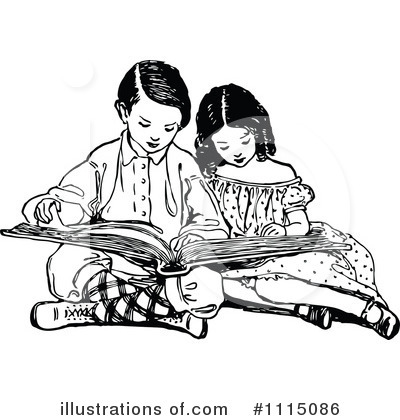 Royalty-Free (RF) Reading Clipart Illustration by Prawny Vintage - Stock Sample #1115086