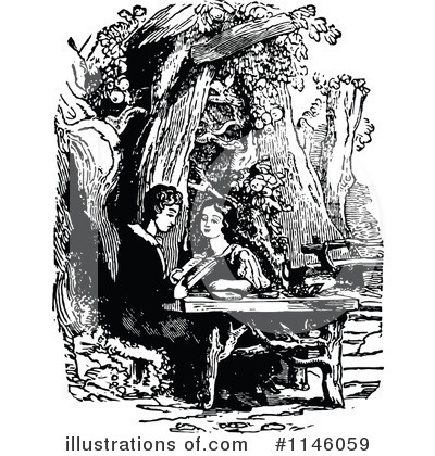 Royalty-Free (RF) Reading Clipart Illustration by Prawny Vintage - Stock Sample #1146059