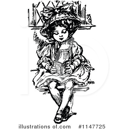 Royalty-Free (RF) Reading Clipart Illustration by Prawny Vintage - Stock Sample #1147725