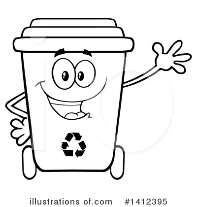 Trash Can Clipart #1412395 by Hit Toon