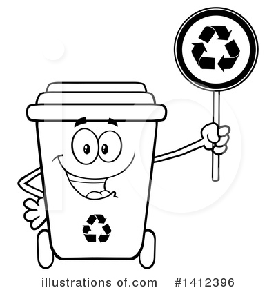 Trash Can Clipart #1412396 by Hit Toon