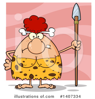 Royalty-Free (RF) Red Haired Cave Woman Clipart Illustration by Hit Toon - Stock Sample #1407334