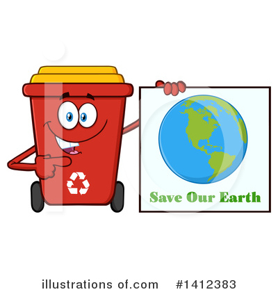 Red Recycle Bin Clipart #1412383 by Hit Toon