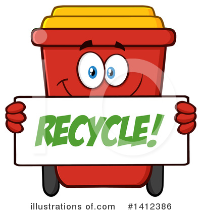 Royalty-Free (RF) Red Recycle Bin Clipart Illustration by Hit Toon - Stock Sample #1412386