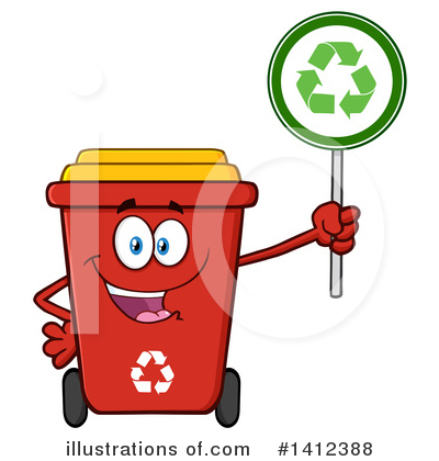 Royalty-Free (RF) Red Recycle Bin Clipart Illustration by Hit Toon - Stock Sample #1412388