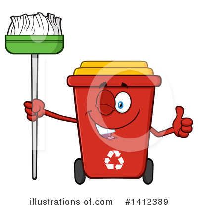 Royalty-Free (RF) Red Recycle Bin Clipart Illustration by Hit Toon - Stock Sample #1412389