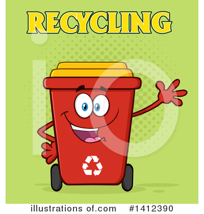 Red Recycle Bin Clipart #1412390 by Hit Toon