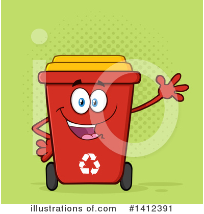 Red Recycle Bin Clipart #1412391 by Hit Toon
