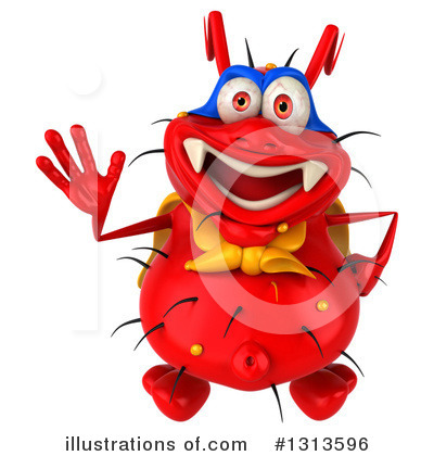 Royalty-Free (RF) Red Virus Clipart Illustration by Julos - Stock Sample #1313596