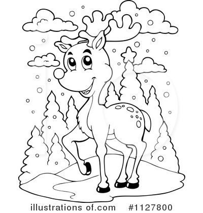 Royalty-Free (RF) Reindeer Clipart Illustration by visekart - Stock Sample #1127800