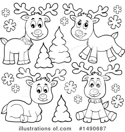Royalty-Free (RF) Reindeer Clipart Illustration by visekart - Stock Sample #1490687