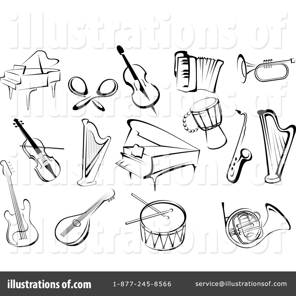 free clip art black and white musical instruments - photo #49