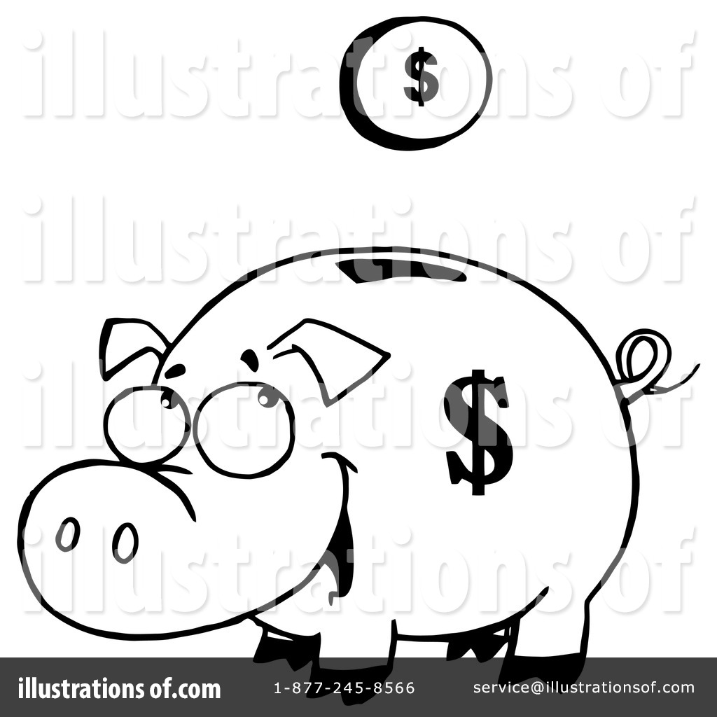 piggy bank clipart black and white - photo #21