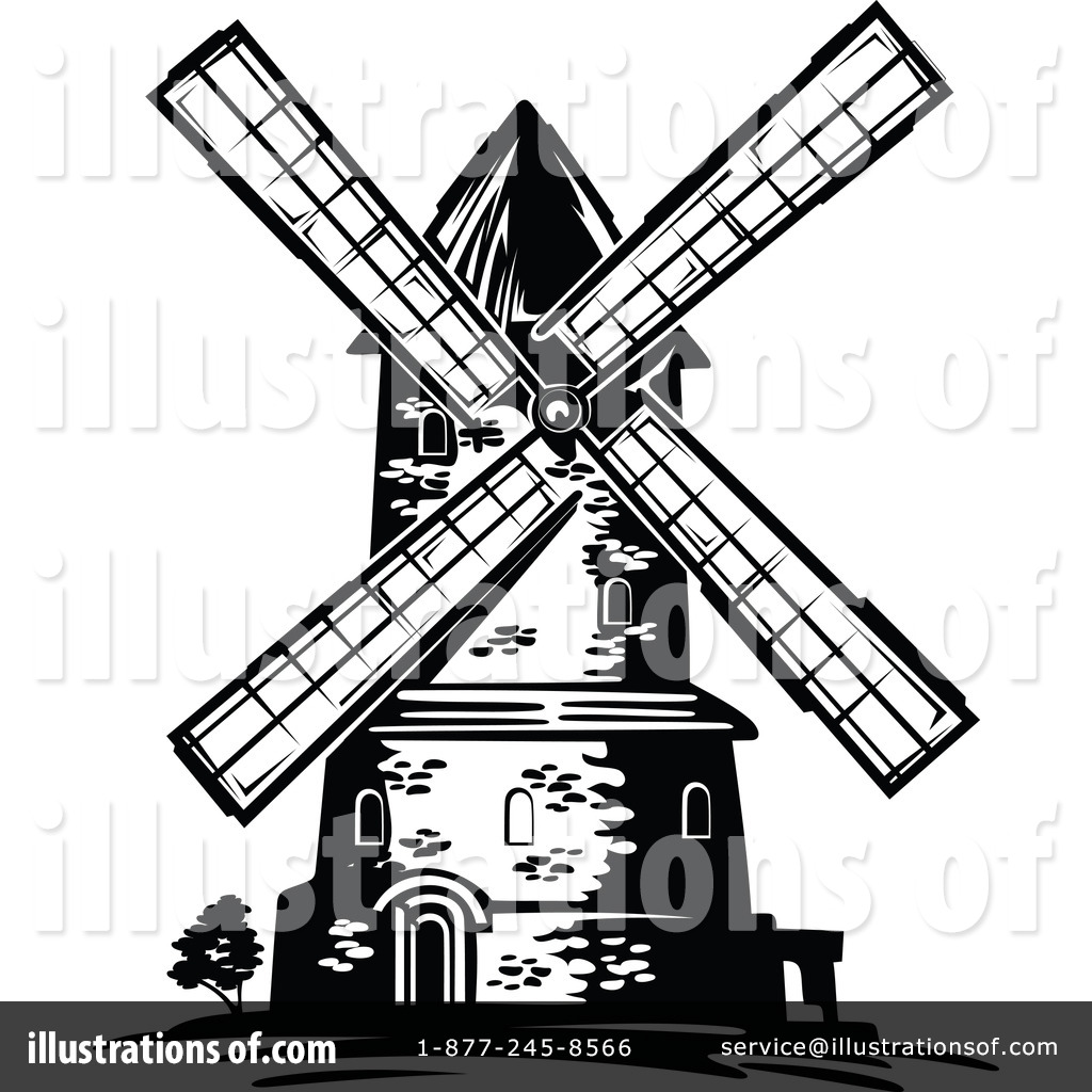 Windmill Clip Art Black and White