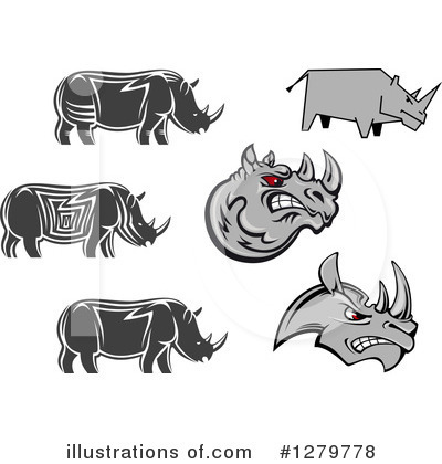 Royalty-Free (RF) Rhino Clipart Illustration by Vector Tradition SM - Stock Sample #1279778