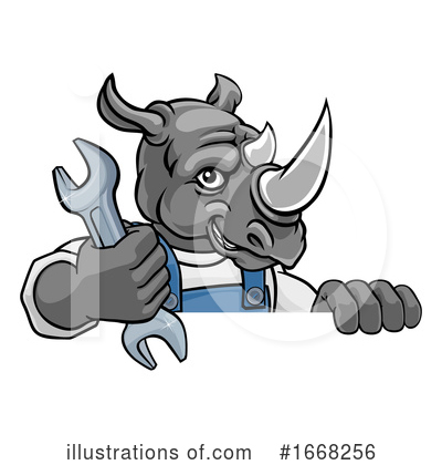 Royalty-Free (RF) Rhino Clipart Illustration by AtStockIllustration - Stock Sample #1668256