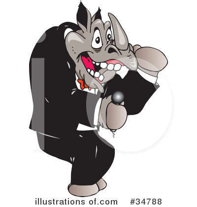 Royalty-Free (RF) Rhino Clipart Illustration by Dennis Holmes Designs - Stock Sample #34788