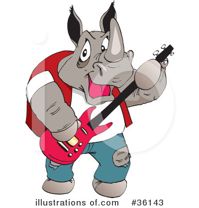 Royalty-Free (RF) Rhino Clipart Illustration by Dennis Holmes Designs - Stock Sample #36143