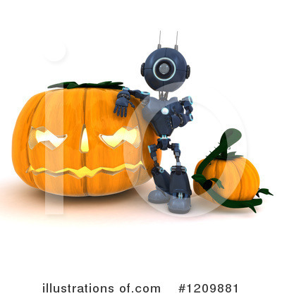 3d Robots Clipart #1209881 by KJ Pargeter