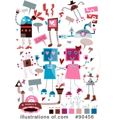 Royalty-Free (RF) Robots Clipart Illustration by BNP Design Studio - Stock Sample #90456