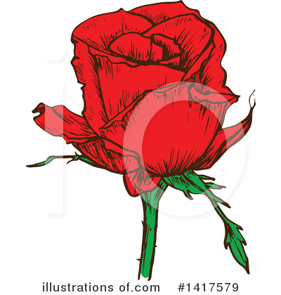 Royalty-Free (RF) Rose Clipart Illustration by Vector Tradition SM - Stock Sample #1417579
