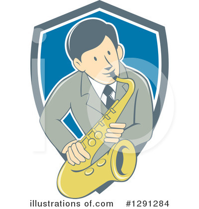 Royalty-Free (RF) Saxophone Clipart Illustration by patrimonio - Stock Sample #1291284