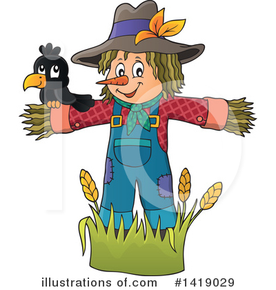 Royalty-Free (RF) Scarecrow Clipart Illustration by visekart - Stock Sample #1419029