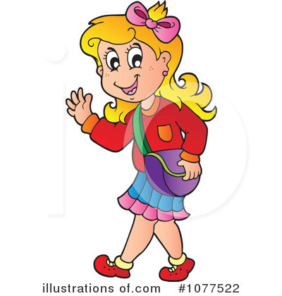 Royalty-Free (RF) School Girl Clipart Illustration by visekart - Stock Sample #1077522