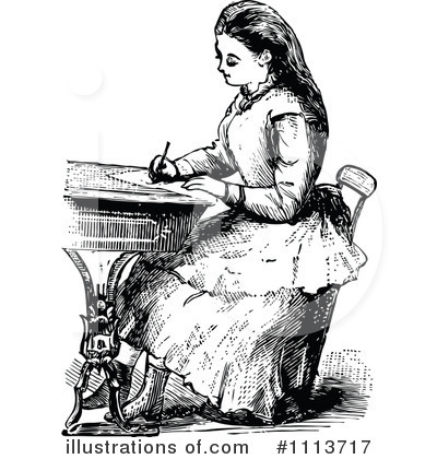 Royalty-Free (RF) School Girl Clipart Illustration by Prawny Vintage - Stock Sample #1113717