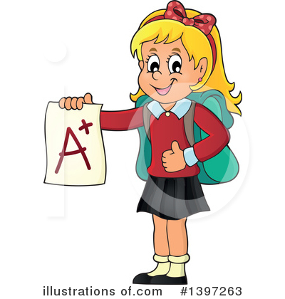 Royalty-Free (RF) School Girl Clipart Illustration by visekart - Stock Sample #1397263