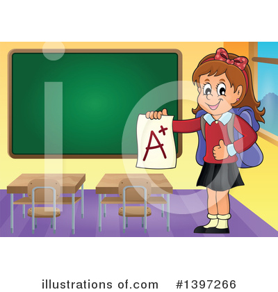 Royalty-Free (RF) School Girl Clipart Illustration by visekart - Stock Sample #1397266