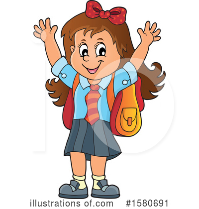 Royalty-Free (RF) School Girl Clipart Illustration by visekart - Stock Sample #1580691
