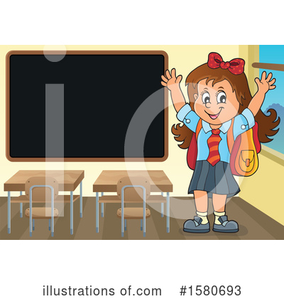 Royalty-Free (RF) School Girl Clipart Illustration by visekart - Stock Sample #1580693